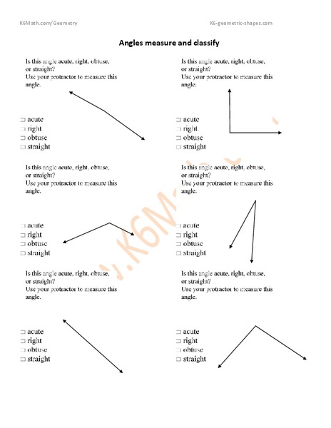 Angles Measure and Classify Worksheet