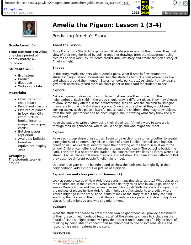Amelia the Pigeon: Lesson 1 Lesson Plan