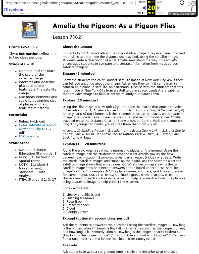 Amelia the Pigeon: As a Pigeon Flies Lesson Plan