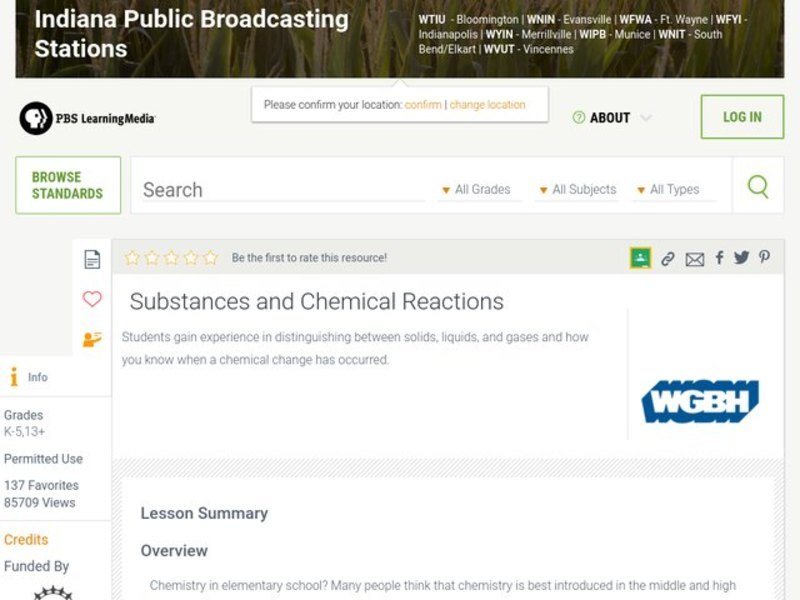 Substances And Chemical Reactions Lesson Plan