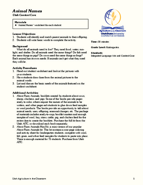 Animal Names Lesson Plan