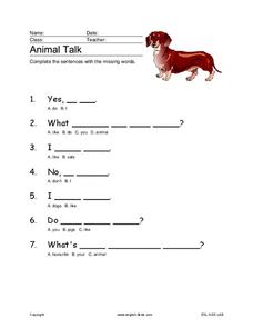 Animal Talk Worksheet