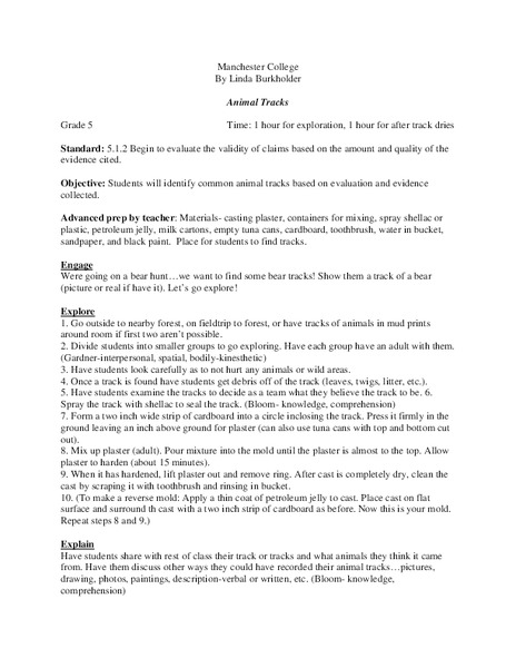 Animal Tracks Lesson Plan