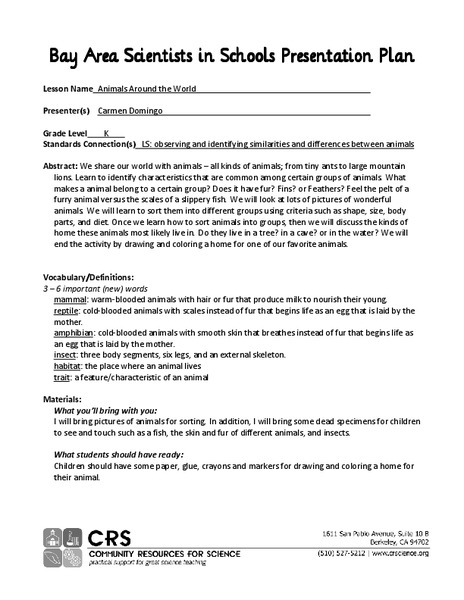 Animals Around the World Lesson Plan