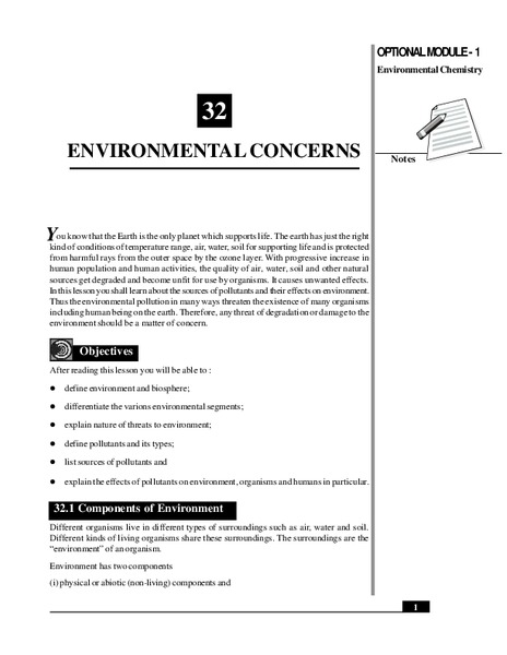 Environmental Concerns Handout