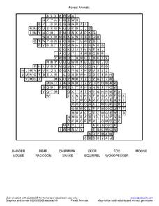 Animals Word Hunt Worksheet