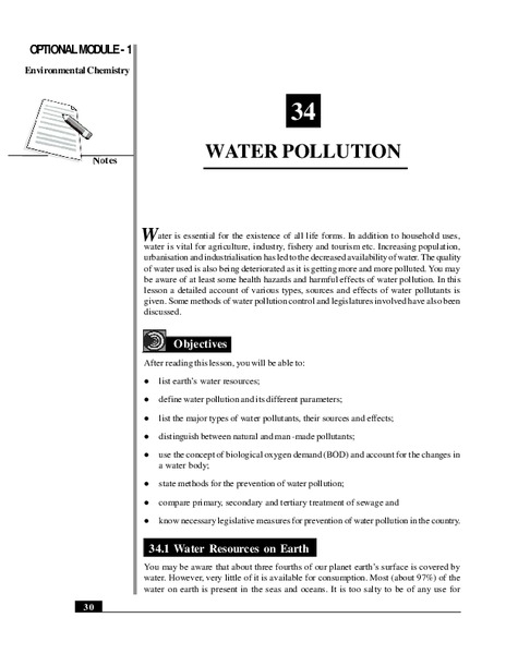 Water Pollution Handout