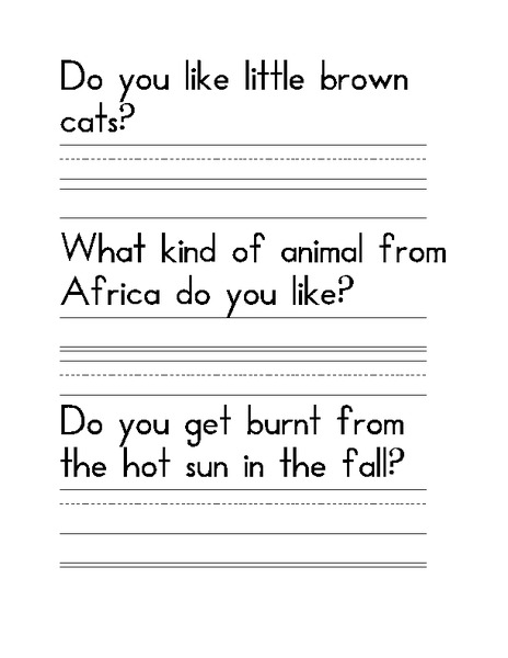 Answering Questions Worksheet