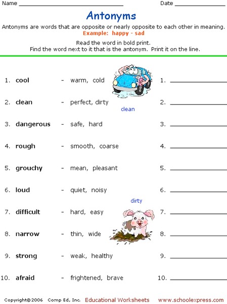 Antonyms 5 Worksheet