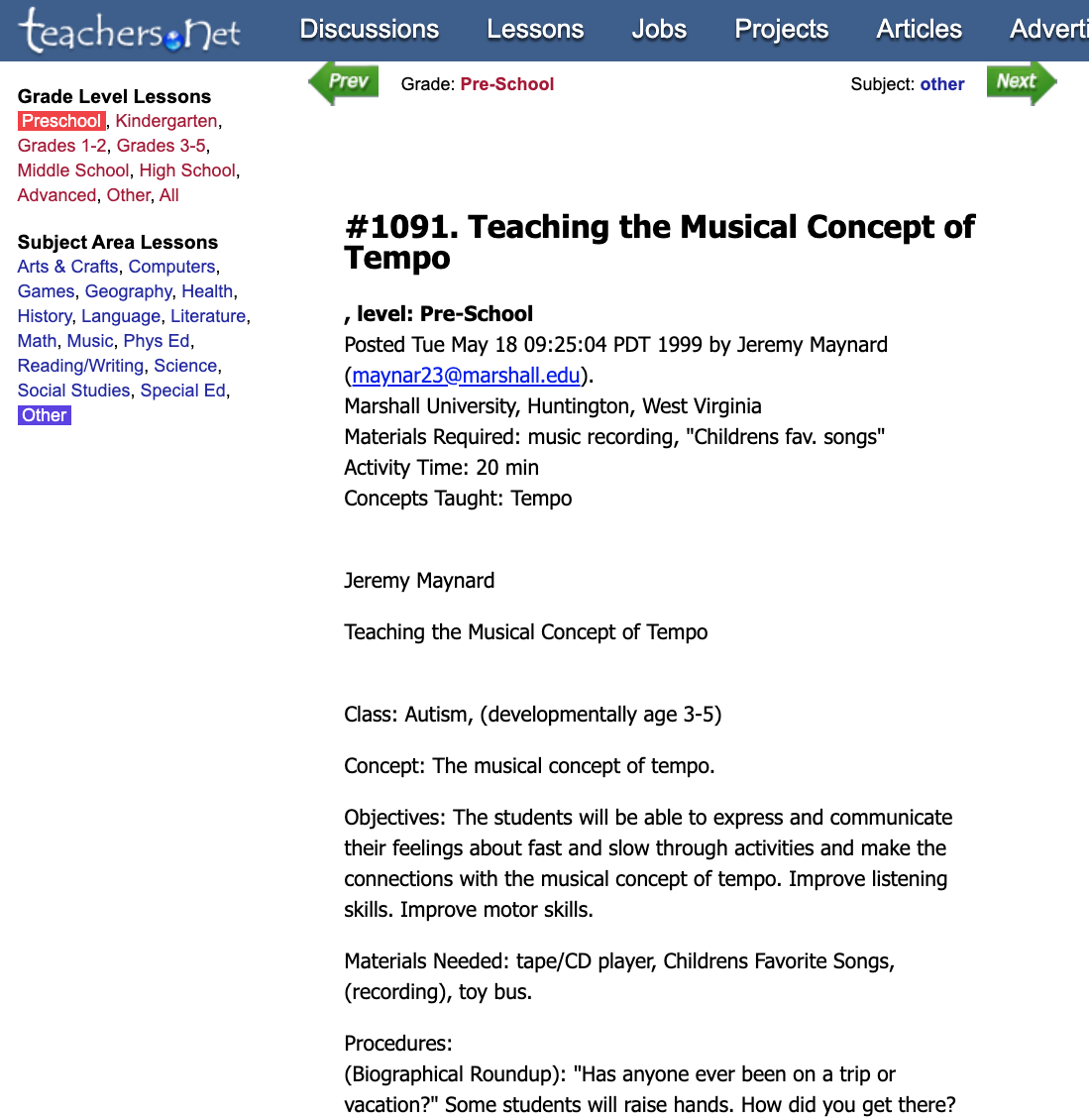 Teaching the Musical Concept of Tempo Lesson Plan