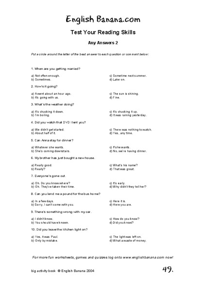 Any Answers 2 Lesson Plan