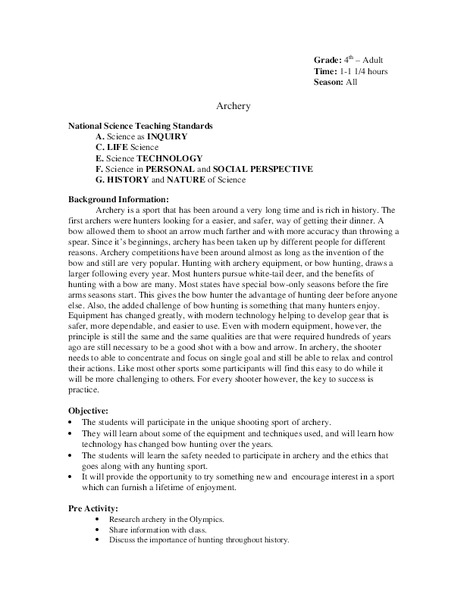 Archery Lesson Plan