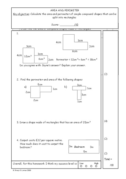 Area and Perimeter Worksheet