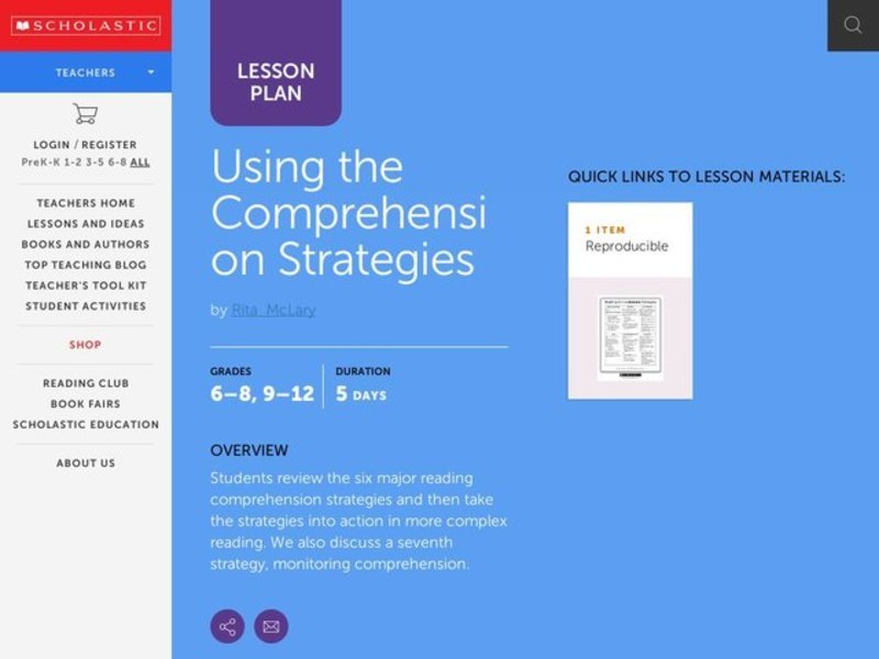 Using the Comprehension Strategies Lesson Plan