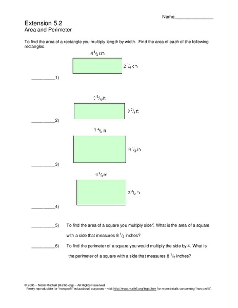Area and Perimeter Worksheet