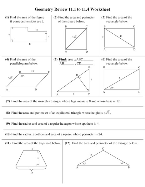 Area and Perimeter Worksheet