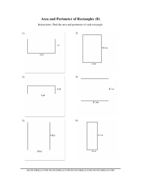 Area and Perimeter of Rectangles Worksheet