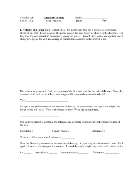 Area and Volume Activity
