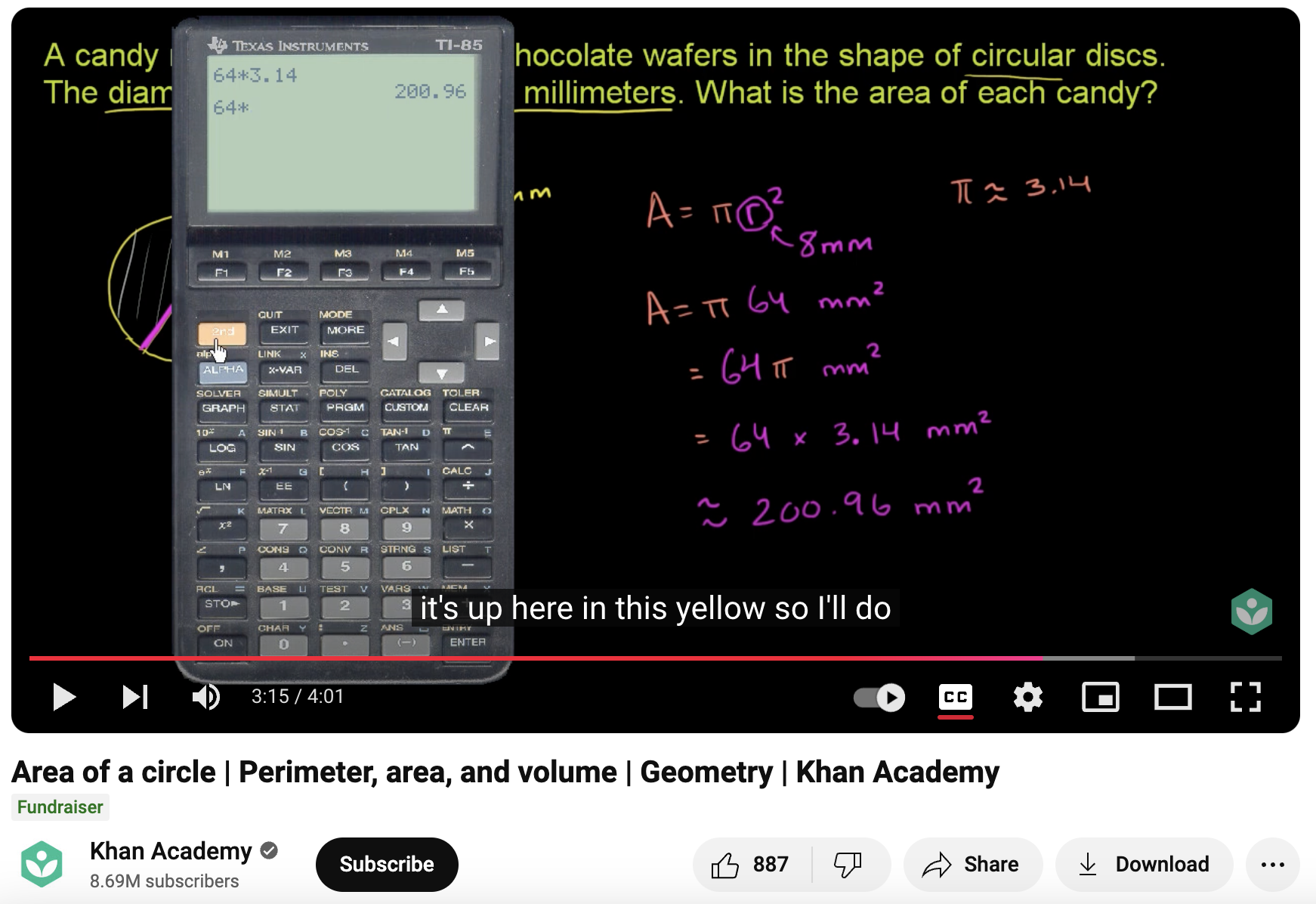 Area of a Circle, Perimeter, Area, and Volume, Geometry Instructional Video