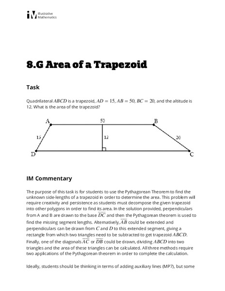 Area of a Trapezoid Lesson Plan