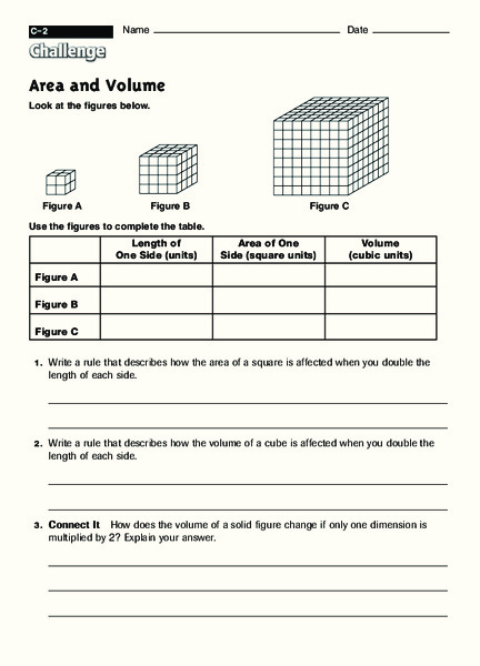 Area and Volume Worksheet