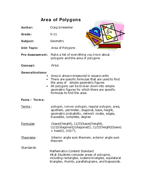 Area of Polygons Lesson Plan