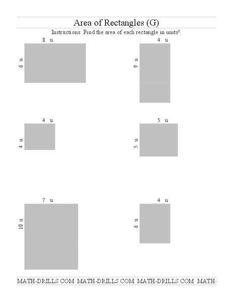 Area of Rectangles Worksheet