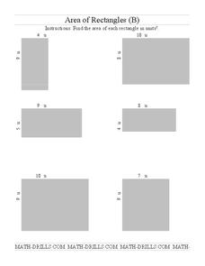 Area of Rectangles Worksheet
