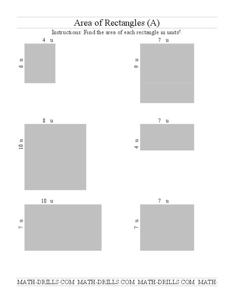 Area of Rectangles Worksheet