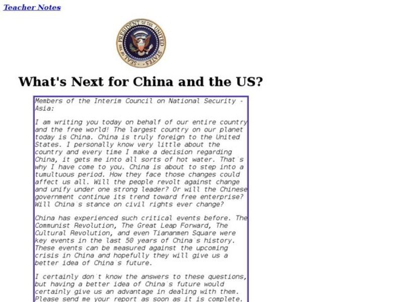 What's Next for China and the US? Lesson Plan