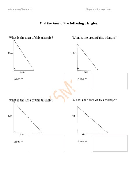 Area of Triangles Worksheet