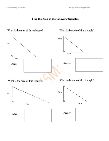 Area of Triangles Worksheet