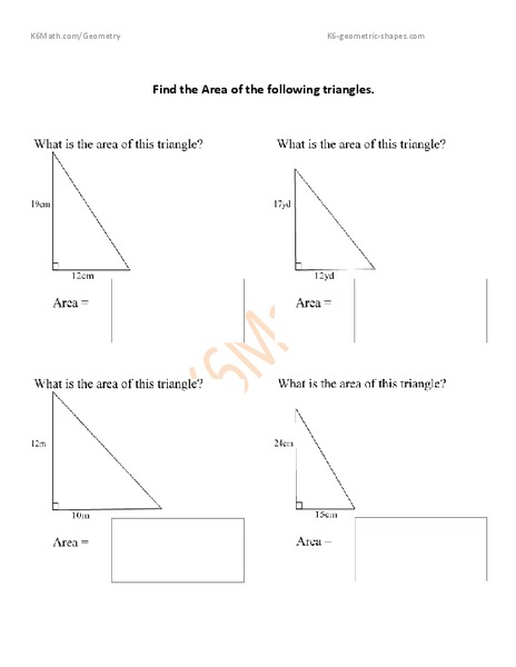 Area of Triangles Worksheet