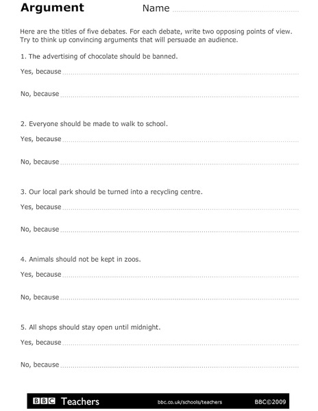 Argument Worksheet