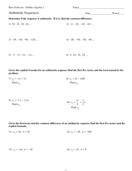 Arithmetic Sequences Worksheet