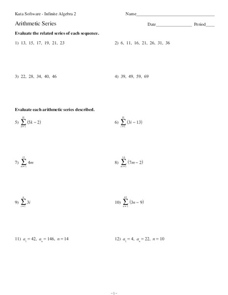 Arithmetic Series Worksheet