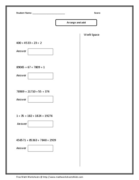 Arrange and Add Worksheet