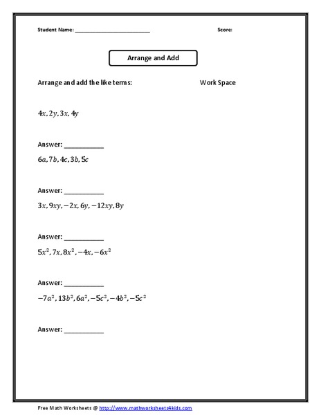 Arrange and Add Worksheet