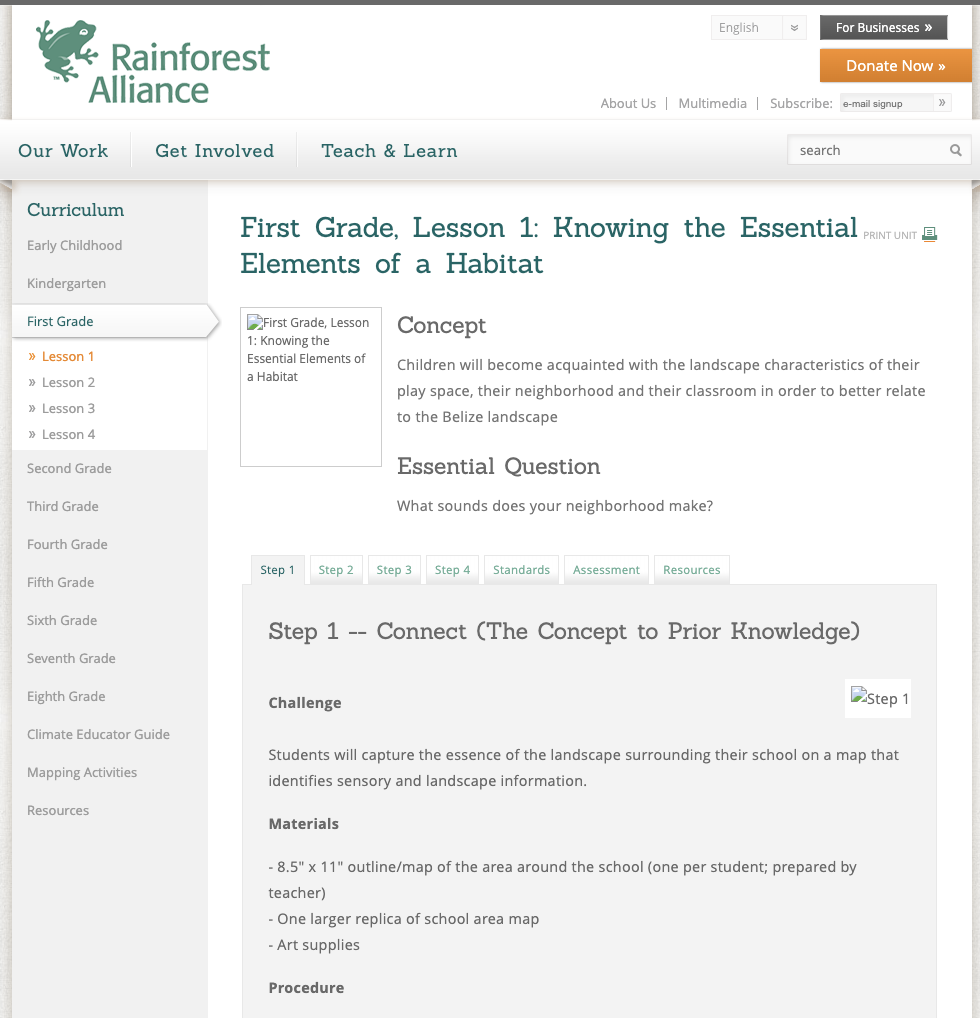Essential Elements of Habitat Lesson Plan