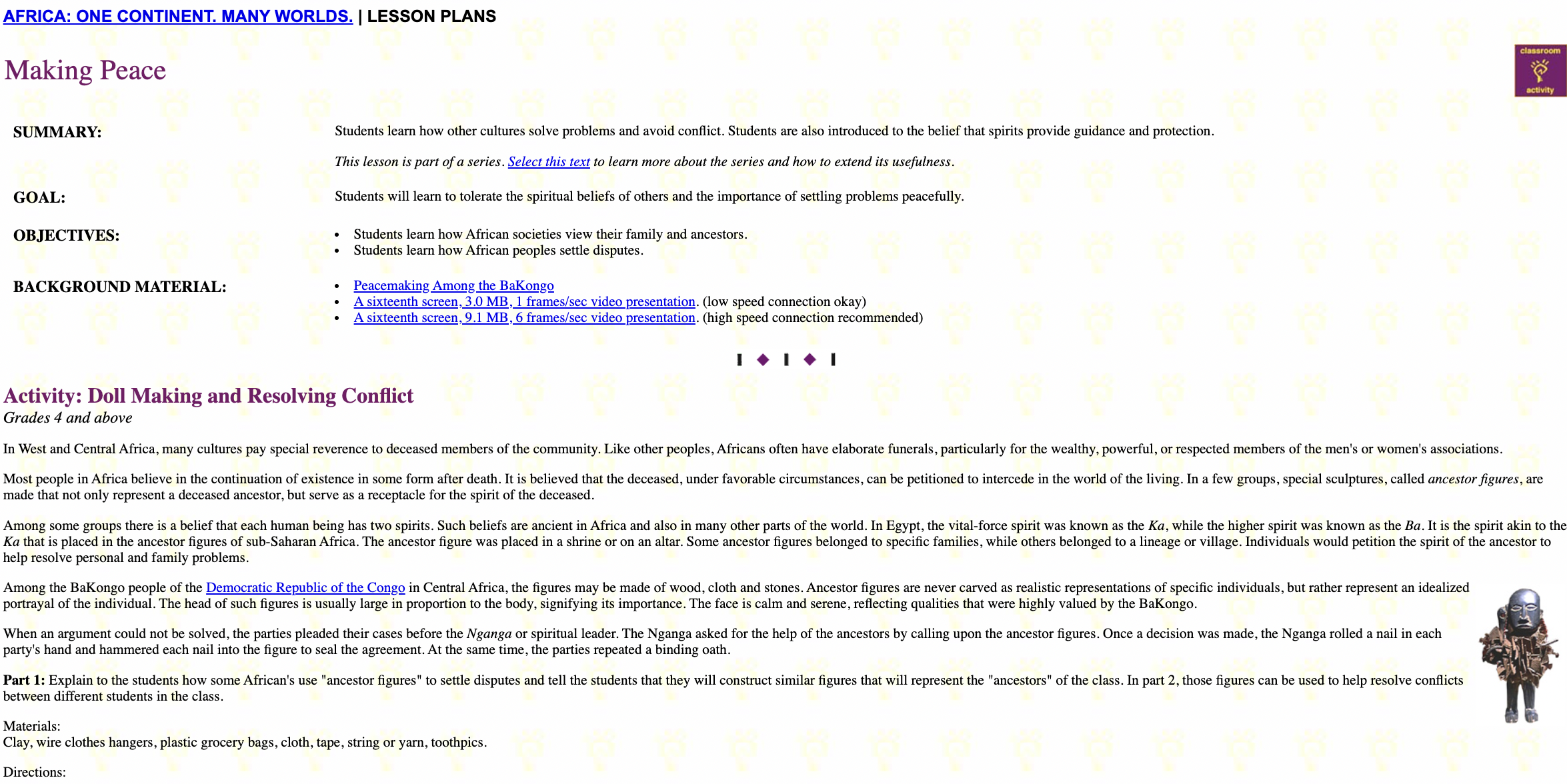 Making Peace Lesson Plan