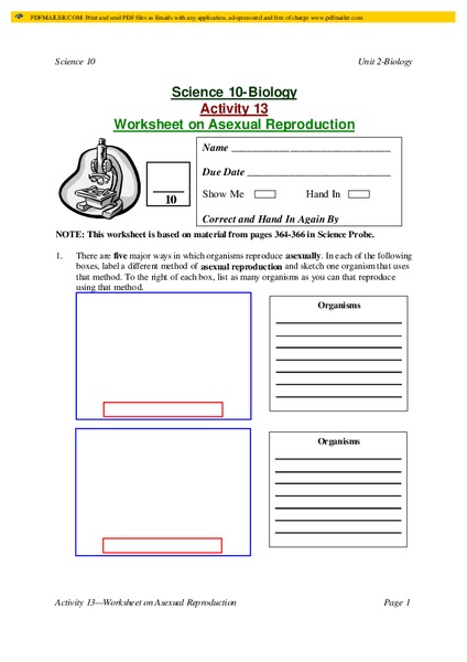 Asexual Reproduction Lesson Plan