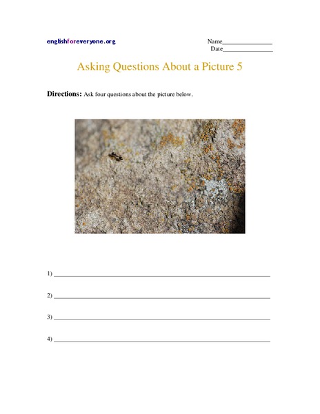 Asking Questions About a Picture 5 Worksheet