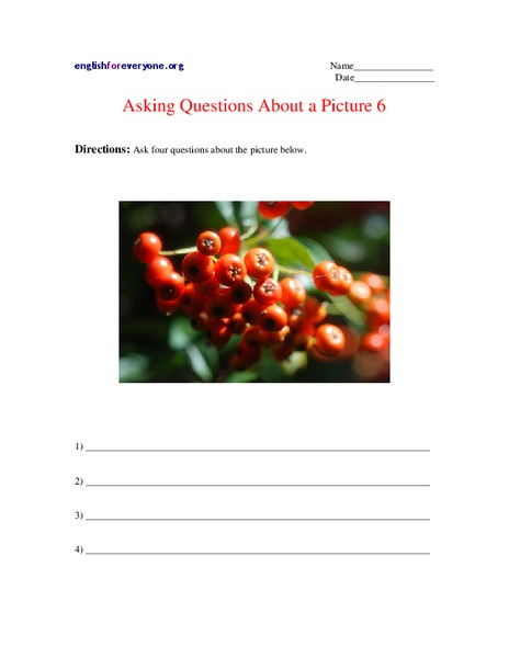 Asking Questions About a Picture 6 Worksheet