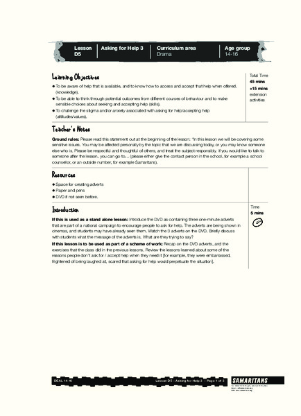 Asking for Help Lesson Plan