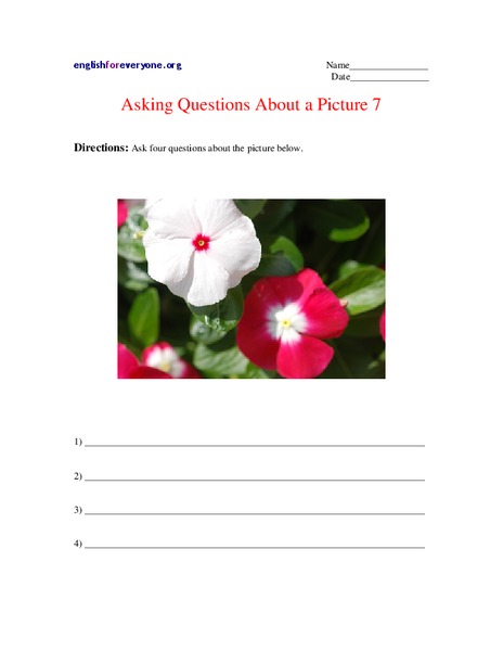 Asking Questions About a Picture 7 Worksheet