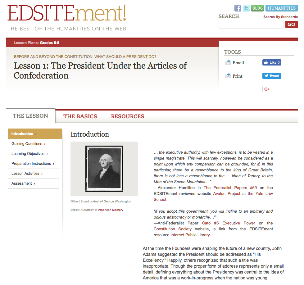 The President Under the Articles of Confederation Lesson Plan