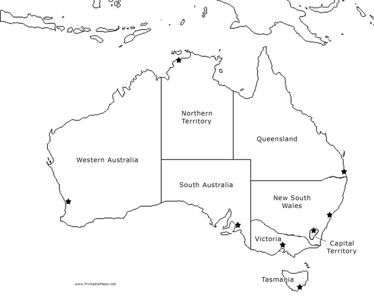 Australia Map: Labeled Organizer