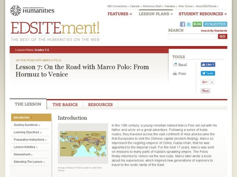 On the Road with Marco Polo: From Hormuz to Venice Lesson Plan