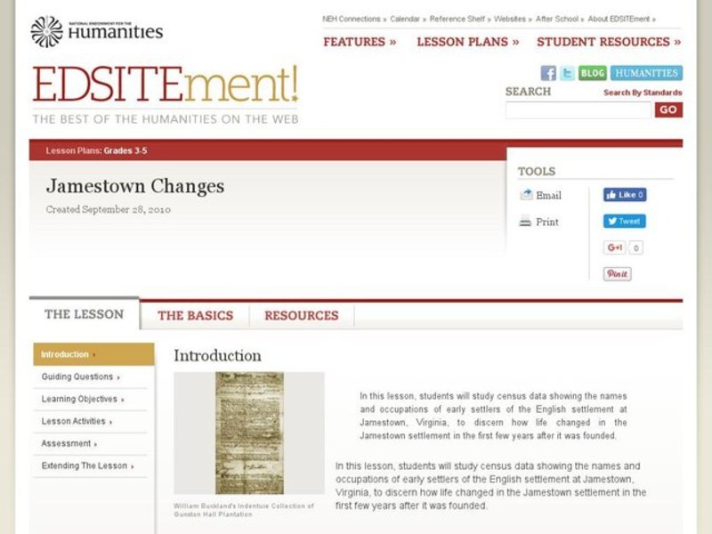 Jamestown Changes Lesson Plan