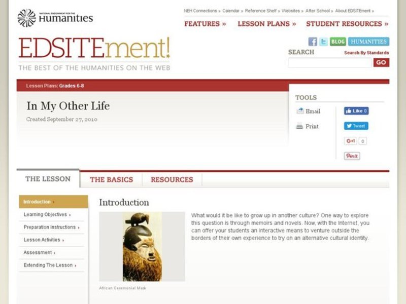 In My Other Life Lesson Plan